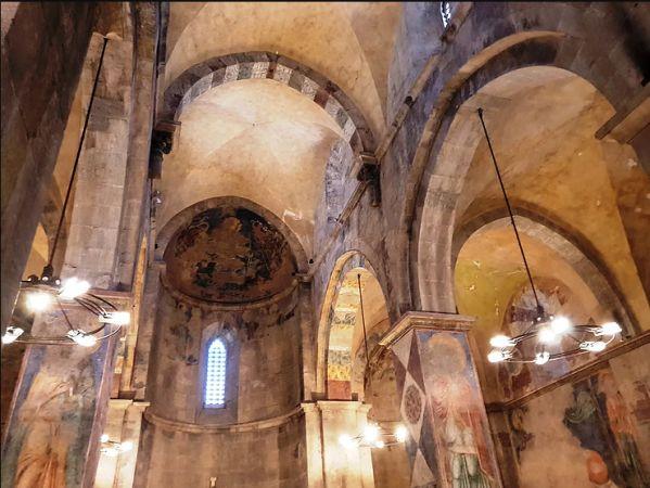 Beautiful interior of the Benedictine Abbey in the Crusader Church in Abu-Ghosh