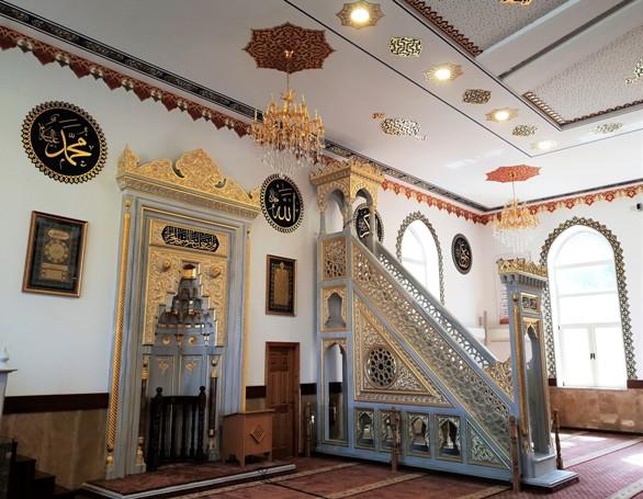The interior of the new Abu Ghosh mosque, the second largest mosque in Israel